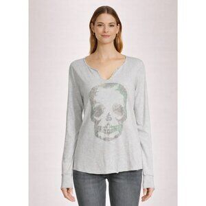 NWT Zadig & Voltaire Tunisien Camo Strass Skull Henley